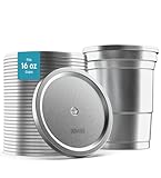 30-Pack Aluminum Lids with Straw Hole, Compatible with Ball Top Cup Party Cups (16oz Size Only) Cups Sold Separately