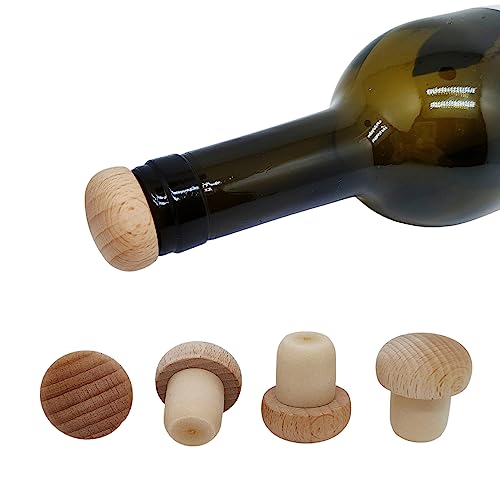 Wine Bottle Corks Mushroom T Shaped Cork Plugs For Wine Cork Wine Stopper Reusable Wine Corks Wooden And Rubber Bottle Stoppers (8, L) #TOP2