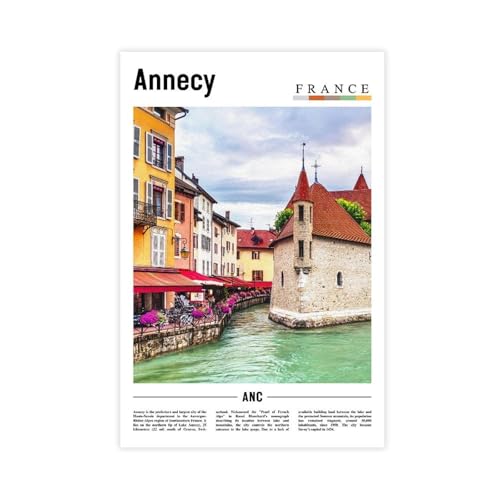 Tableau moderne Annecy Haute-Savoie grand format 60 x 90 cm prestige sans cadre
