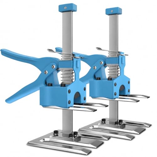 Labor Saving Arm Jack Handle 2 Pack,6 in Lift Height Construction,Multifunctional Furniture Jack for Installing Cabinets and Wall Tile Height Adjuster Handheld Lifter Tool, Load 280LBS Blue/White