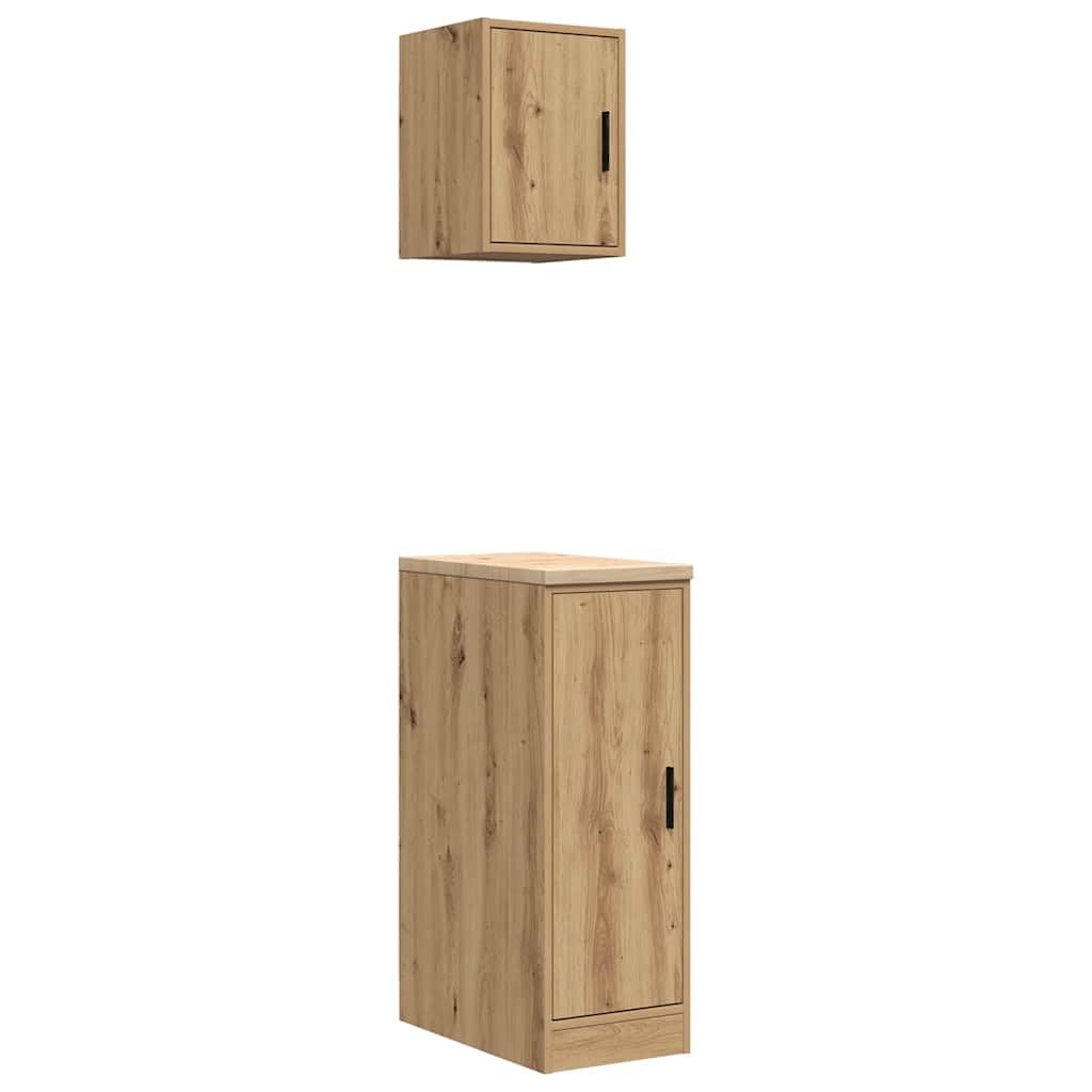 Armoires Garage 2 pcs chêne Artisanal Bois d'ingénierie,Entreprise & Industrie,Stockage Industriel,Armoires industrielles,24.45 kg-3328295