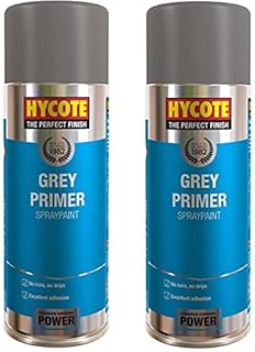 Hycote Set of 2 Grey Primer Car Van Bike Spray Paint Aerosol XUK03015 400ml - No Runs or Drips - Excellent Adhesion - Enhanced Covering Power - TWO PACK