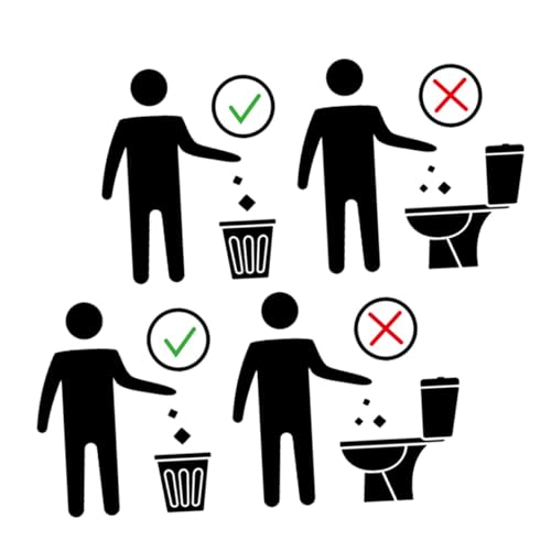 VILLCASE 2 fogli Adesivi Avviso Wc Autoadesivi per Wc e Bagni Pubblici Decorazione Parete e Copriwater Segnali Antintasamento per Scuola e Supermercato