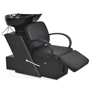 BarberPub Ceramic Bowl Shampoo Chair Adjustable Backwash Sink Barber Chair for Salon Beauty Spa TattooUnit Station 9051