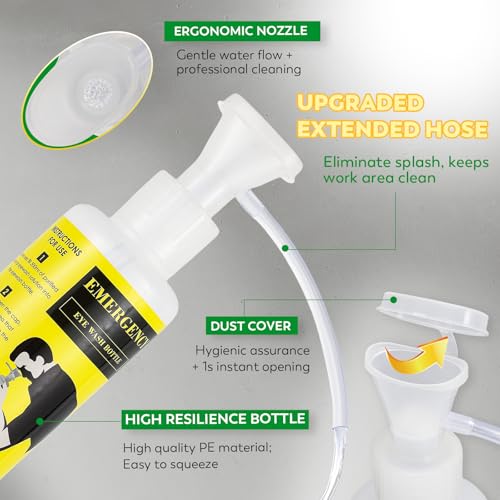 Image of CGOLDENWALL Eye Wash Station Eyewash Stations OSHA Approved, Emergency Eye Wash Kit Portable Wall Mounted, Two 16.9oz Bottles, with Mirror&Emergency Sign, NO Solution