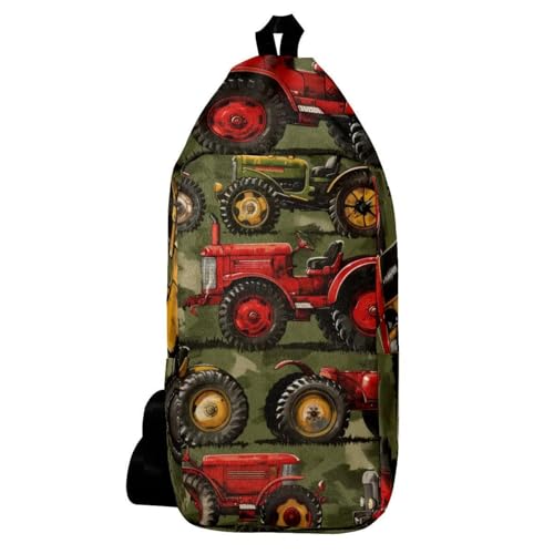 Sac à dos à bandoulière motif tracteur grunge sac de poitrine mixte