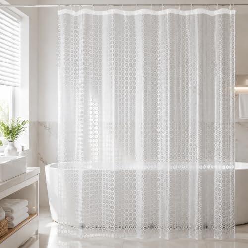 jssablo Shower Curtain Liner, 100% Waterproof Peva Shower Curtains with 3 Duty Heavy Bottom Magnets and 12 Rust Proof Grommets, 72x72 Weighted Shower Liner for Shower Stall, Bathtubs