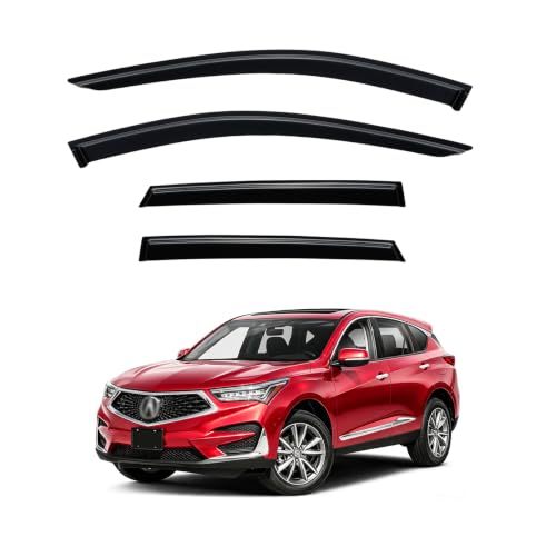 Image of Rain Guards Window Visor for Acura RDX 2019-2026 Out-Channel | Shields Vent Deflector Shade Wind Dark Smoke 2020 2021 2022 2023 2024 19 20 21 22 23 24 25, Tape-On Outside-Mount, 4PCS