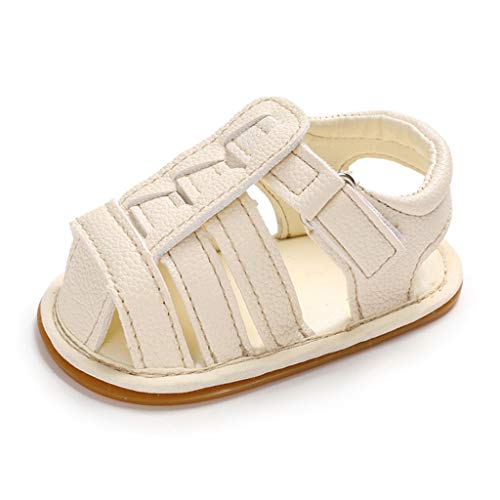 Baby Toddler Girls Soft Soled Anti-Slip Footwear Shoes 3-15 Months Princess Sandals First Walker Crib Shoes (0-3 Months, Beige)