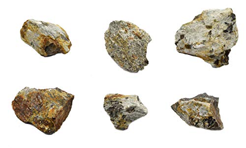 EISCO 6PK Raw Garnet Schist, Metamorphic Rock Specimens - Approx. 1