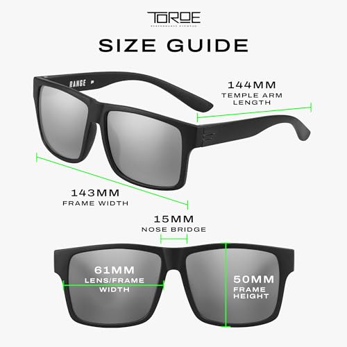 Image of TOROE TR90 Square Frame Grade A Polarized Black Emblem Sunglasses with Anti Reflective Water Repellent Polycarbonate Lenses
