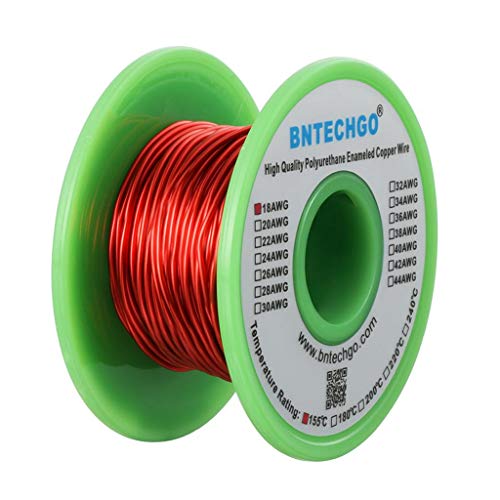Image of BNTECHGO 18 AWG Magnet Wire 4 oz Red Enameled Copper Wire 0.0393 inch(1.00mm) | 18 Gauge Enameled Copper Coil Wire Widely Used For Transformers, Inductors, Speakers, Electromagnets, Educational Experiments