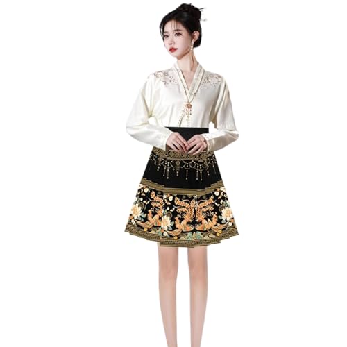 Jupe courte de style chinois imprimée noire coupe ajustée taille haute
