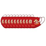 Wokee [10 St&uuml;ck] Damen Herren Mundschutz mit Motiv Tiger New Year Muster Einmal-Mundschutz Einweg Rot Mund-Nasenschutz 2022 Atmungsaktiv Bandana Mundmaske (B, B)