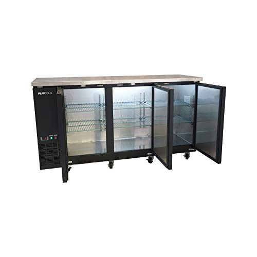 PEAKCOLD 3 Door Commercial Back Bar Cooler Beer Fridge Under