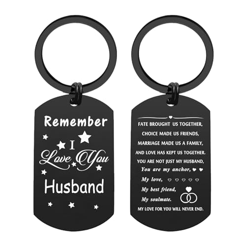 Resdink Fathers Day Husband Gifts from Wife, Black Keychain for Husband, Romantic Love Gifts for Men Him