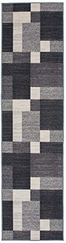 Modern Boxes Design Non-Slip (Non-Skid) Area Rug Runner 2' X 7' (22" X 84") Gray #TOP1