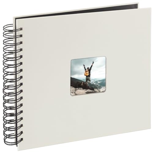 Hama Fotoalbum 28x24 cm (Spiral-Album mit 50 schwarzen Seiten, Fotobuch mit Pergamin-Trennblättern, Album zum Einkleben und Selbstgestalten) kreide (Packung mit 2)