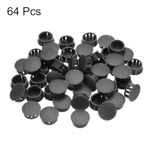 Image of MECCANIXITY 64PCS 18mm(11 /16 inch) Dark Grey Plastic Hole Plugs, Flush Type Panel Hole Plugs Insert End Caps for Locking Hole Tubes Furniture Cabinet