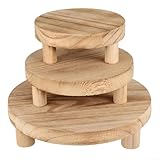 Set di 3 supporti per piante in legno: include tre montanti rotondi in legno di varie altezze per l'esposizione a strati e dinamica di piante in vaso, candele o oggetti decorativi.