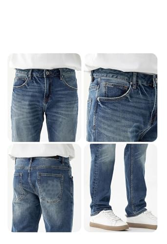 Men's Slim-Fit Slightly Stretch Straight-Leg Embroidered Denim Trousers2