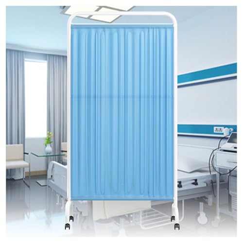 Panneau de protection bleu pliable pour isoler un espace de consultation médicale