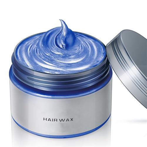 Cera de color para el cabello, cera natural, tinte temporal para el cabello, crema instantánea para fiestas, cosplay, bailes de máscaras (azul, mediano)