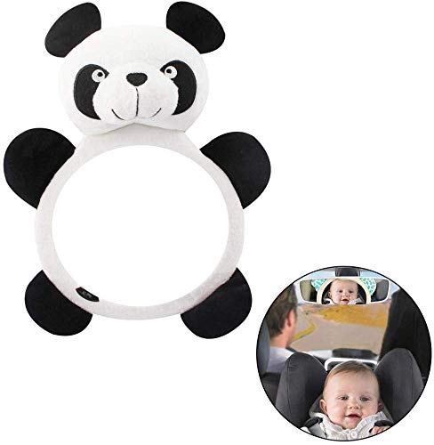 RENS Baby Car Mirror, Rear Facing Car Child Seat Adjustable Mirror For Parents Travelling With Young Children Panda