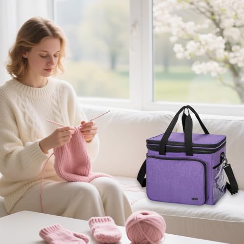 Teamoy Aufbewahrungstasche für Wolle mit doppeltem Deckel, Lila – Bild 6