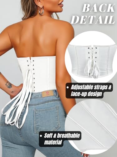 Image of ChiaoLezhee Heart Corset Top For Women, Sexy Concert Outfits Going Out, Strapless Crop Top, Overbust Bustier