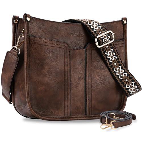 Chase Chic Crossbody Bags for Women, Vegan Leather Hobo Handbags Trendy Ladies Shoulder Bag Purse with 2 Adjustable Straps