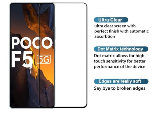 Image of HD Tempered Glass Screen Protector Compatible for Poco F5, F5 Pro 5G with Edge to Edge coverage and Easy Installation kit
