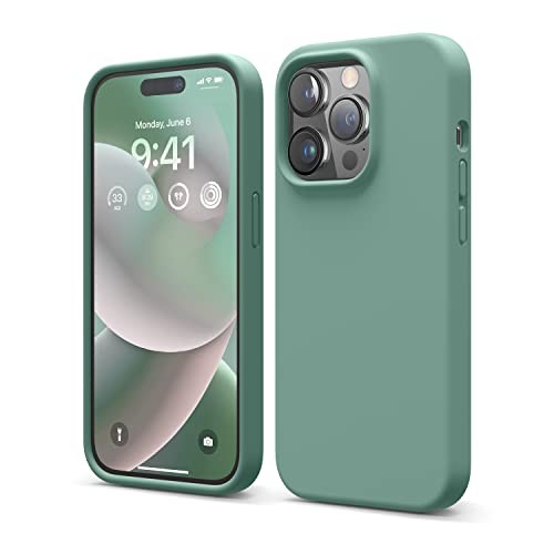 elago Liquid Silicone Case Compatible with iPhone 14 Pro Case (6.1), Premium Silicone, Full Body Protection - 4 Layer Shockproof Phone Cover, Anti-Scratch Soft Microfiber Lining (Midnight Green)