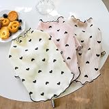 Yaopelky Haustierkleidung für kleine Hunde und Katzen, Sommer, Herbst, Herzmuster, dehnbar, Rüschen, langärmelige Outfits für Chihuahua, Schnauzer, Shih Tzu, Yorkie (Kaffee, M)