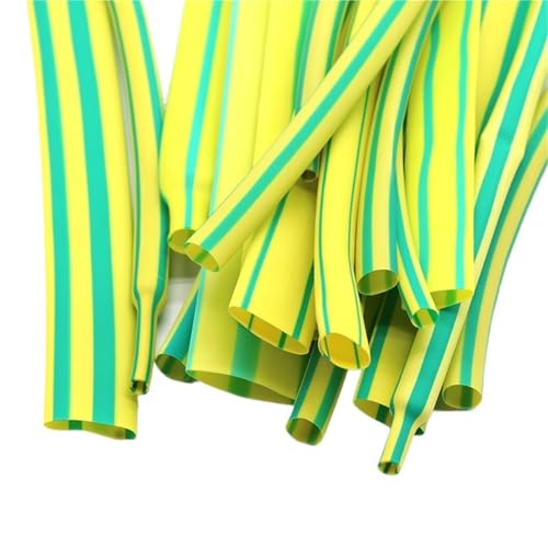 Tubo termorretráctil amarillo y verde de 22 mm y 10 m, protector de cables de poliolefina 2:1 2