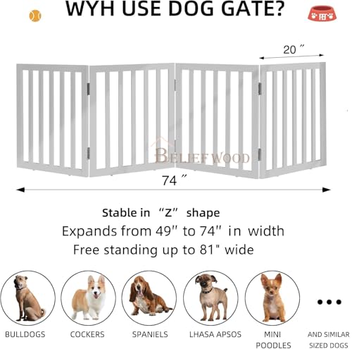 Image of Modern Freestanding Foldable Pet Gate | Kids & Pets Safety Gate Partition | with a Pair of Support Feet Indoor Foldable Dog Fence for Stairs, Hallways or Doorways (3 Panel) (4 Panel)