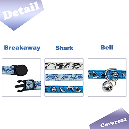 3 Pack Cat Collar Breakaway with Removable Cute Bow Tie and Bell Adjustable Safety Buckle Shark Print White Light Blue… - Image 4