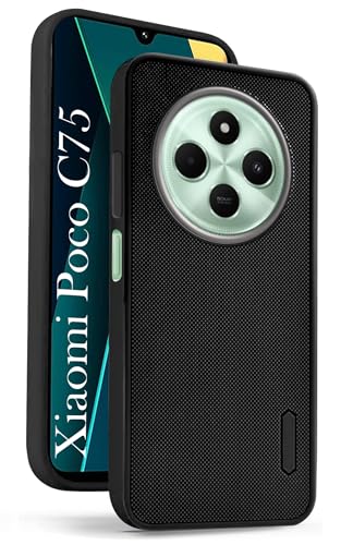 Image of Jkobi Back Cover Case for Poco C75 | Poco M7 (Textured Grip Design | Micro-Fiber Cloth Inside | Slim and Light Weight | Soft Touch and Feel | Black)