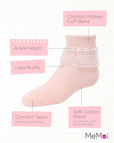 MeMoi Girls' Far Out Cotton Blend Lace Ruffle Socks3