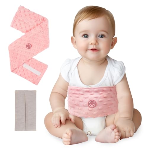 Image of Comfheat Colic and Gas Relief for Newborns and Infants, Flaxseed Heated Tummy Wrap, Baby Swaddling Belt with Soothing Warmth, Natural Relief for Upset Stomach in Babies Toddlers, 0-3 Years (Pink)