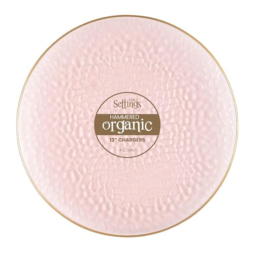 Platos de plástico rosa con borde dorado, pack de 4, 13 pulg. miniatura 4