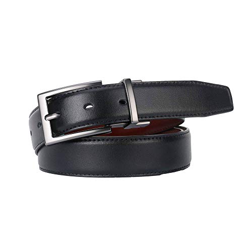 Cinto Social Masculino Dupla Face Preto + Marrom com Fivela Presente Homem