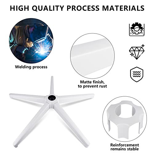 Omyoffice Office Chair Base Replacement Parts -Heavy Duty Reinforced Sturdy Metal Leg Desk Chair Base Replacement (2200Lbs),Universal Gas Cylinder And Caster Sockets 28" White #TOP2