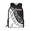 Belidome Custom Backpack with Name Piano Key Music Notes Printed School Book Bag Rucksack Daypack for Kids Boy Girl Back to School Personalized Gifts