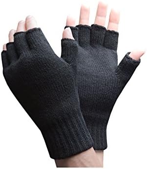 Heat Holders - Mens Winter Warm 2.3 TOG Fleece Lined Insulated Knit Thermal Fingerless Gloves