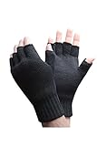 Mens Pair of Heat Holder 2.3 tog Thermal knitted FINGERLESS Gloves Black