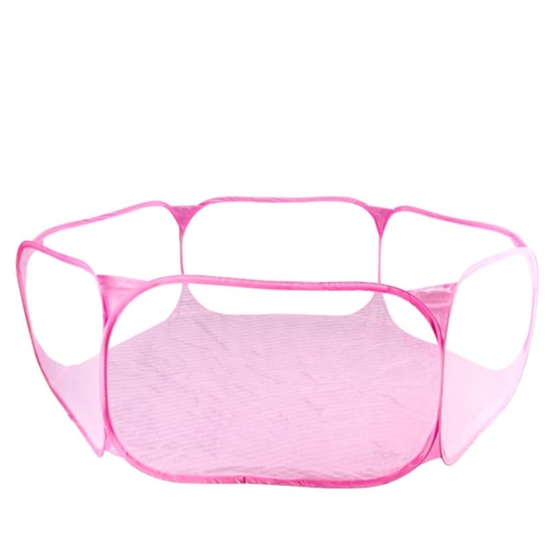 Cercado Dobrável Pet Hexagonal – Casinha Portátil para Cães, Gatos, Coelhos e Hamsters, Tenda de Brincar com Malha Respirável (rosa)