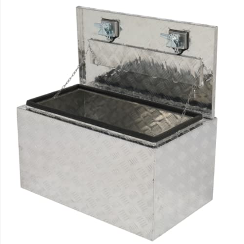 30" Aluminum Diamond Plate Tool Box Pickup Truck Cabin Rv Trailer Undercarriage Tool Box Storage Lock W/Key (30 X 18 X 17)" / (76 X 45 X 43) Cm (L X W X H)-Silver #TOP3