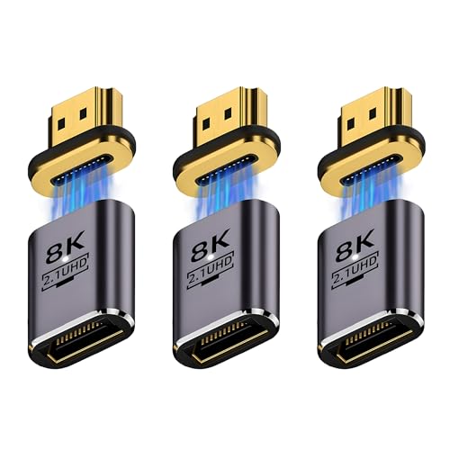 ���{�̒������ MSL FORCE HDMI 2.1 �}�O�l�b�g�� �ϊ��A�_�v�^ 7680×4320 8K@60Hz 4K@120Hz 19�s�� ���ш�48Gbps HDR UHD lb-a141 (G�^�C�v�i�}�b�O�l�b�g���j, 3�Z�b�g)