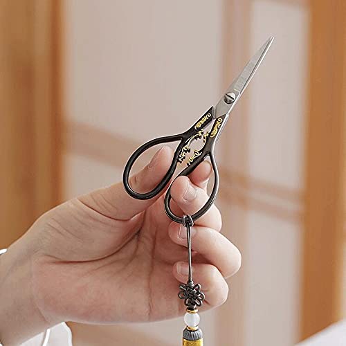 Küchenschere, Nähschere mit Quasten, Bastelschere zum Einfädeln für Handarbeiten, manuelle Näharbeiten, 11 cm